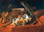 Cristoforo Munari, Stilleben mit Musikinstrumenten und Fruchten